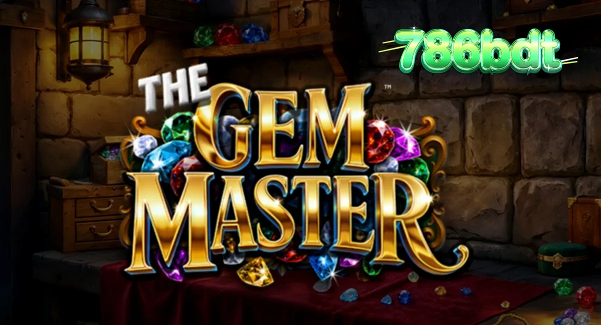 The Gem Master slot machine interface featuring sparkling jewels and golden jewelry workshop background